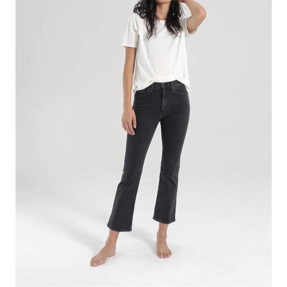 ASKK NY NWT High Rise Boot Crop Denim Jeans in Stone Black, Size 24 - Picture 1 of 14